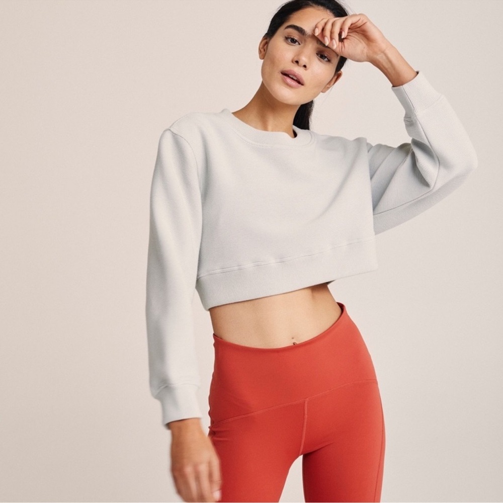 Varley Albata Crop Sweater Grey Mint S